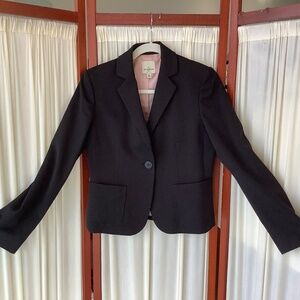 Anne Klein Womens Black Blazer One Button Notched Collar Size 4
